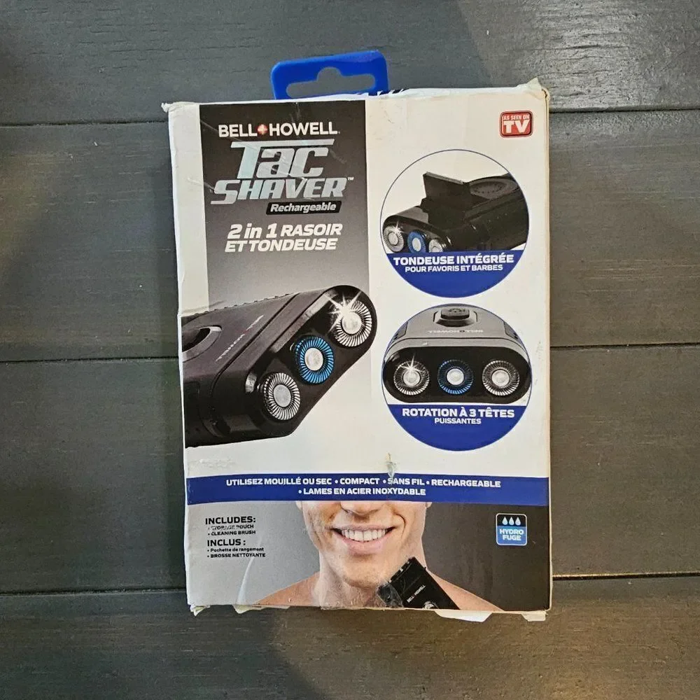 Bell + Howell Black 2 In 1 Compact Rechargeable Tac Shaver & Trimmer